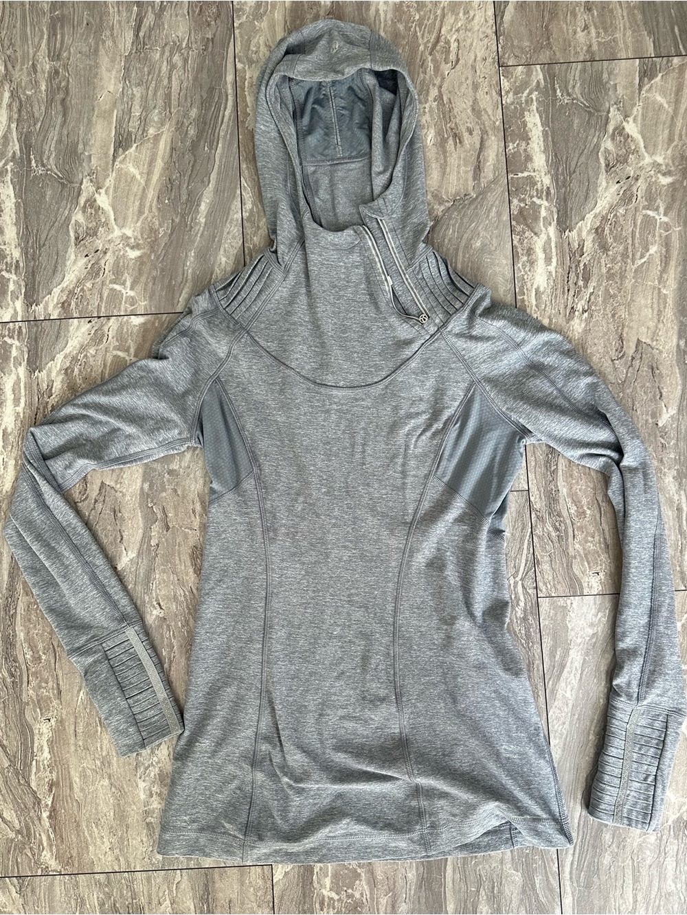 Lululemon Run Back On Track Pullover Women’s 6 Heathered Gray Hooded Half Zip